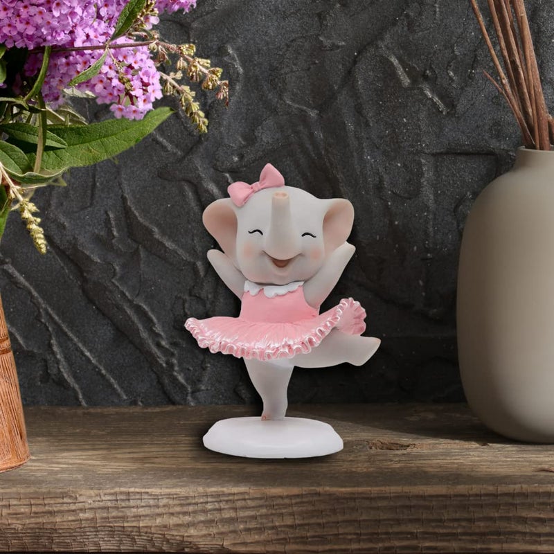 Comfy Hour Wildlife Collection 5" Cute Dancing Ballet Elephant Pink Dress Figurine, Elephant Cake Topper, Collectible Statue, Desktop Decoration, Girl's Mini Gift, Hand Made and Painted Polyresin - Image 5